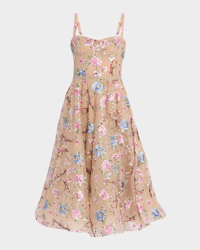 Mademoiselle Beaded Embroidered Midi Dress